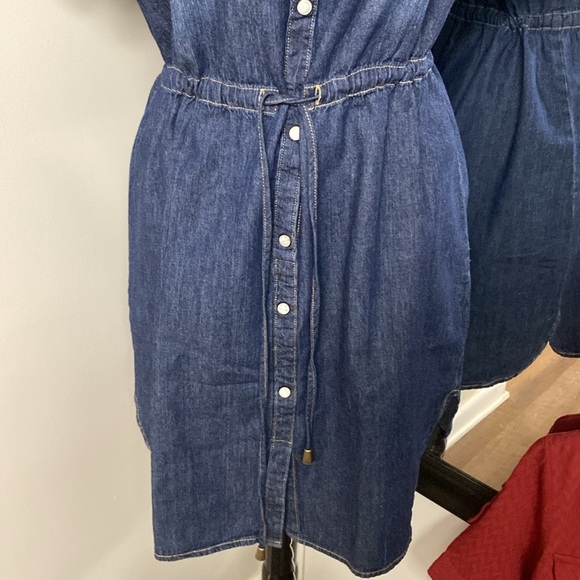 mother of Pearl snap front dark wash drawstring waistband Dress - Picture 4 of 12